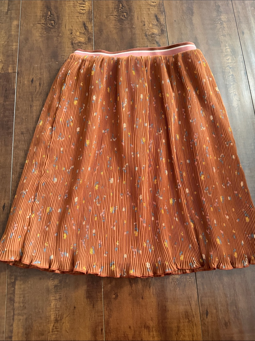 Matilda Jane Orange Pleated Skirt with Multicolor Flower
